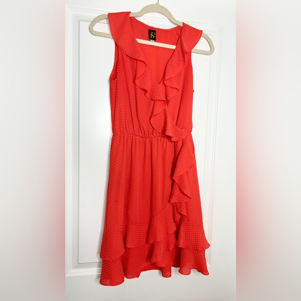 S+B Coral Sleeveless Polka Dot Dress